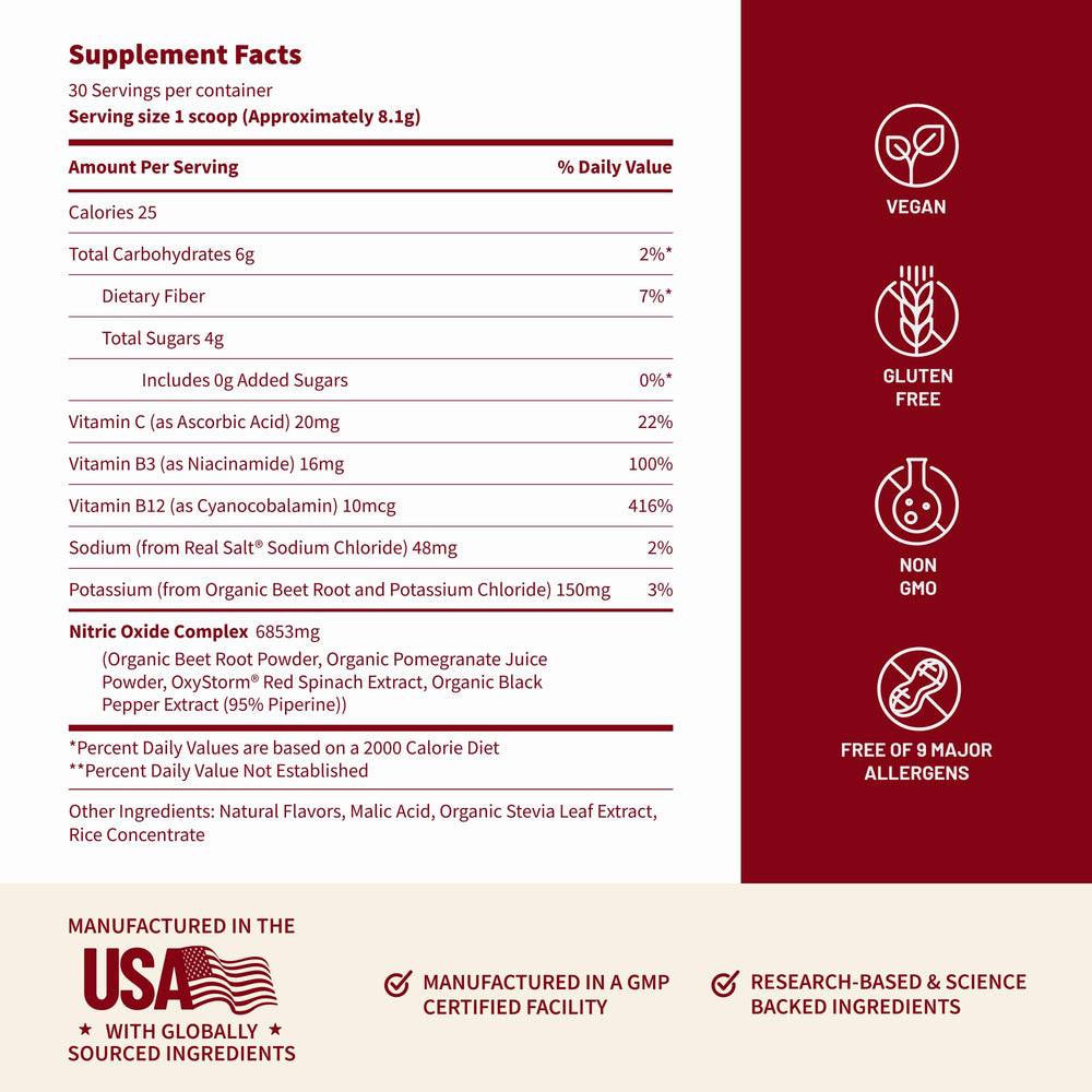 Measuring scoop beside Snap Supplements beet root powder for precise servings
