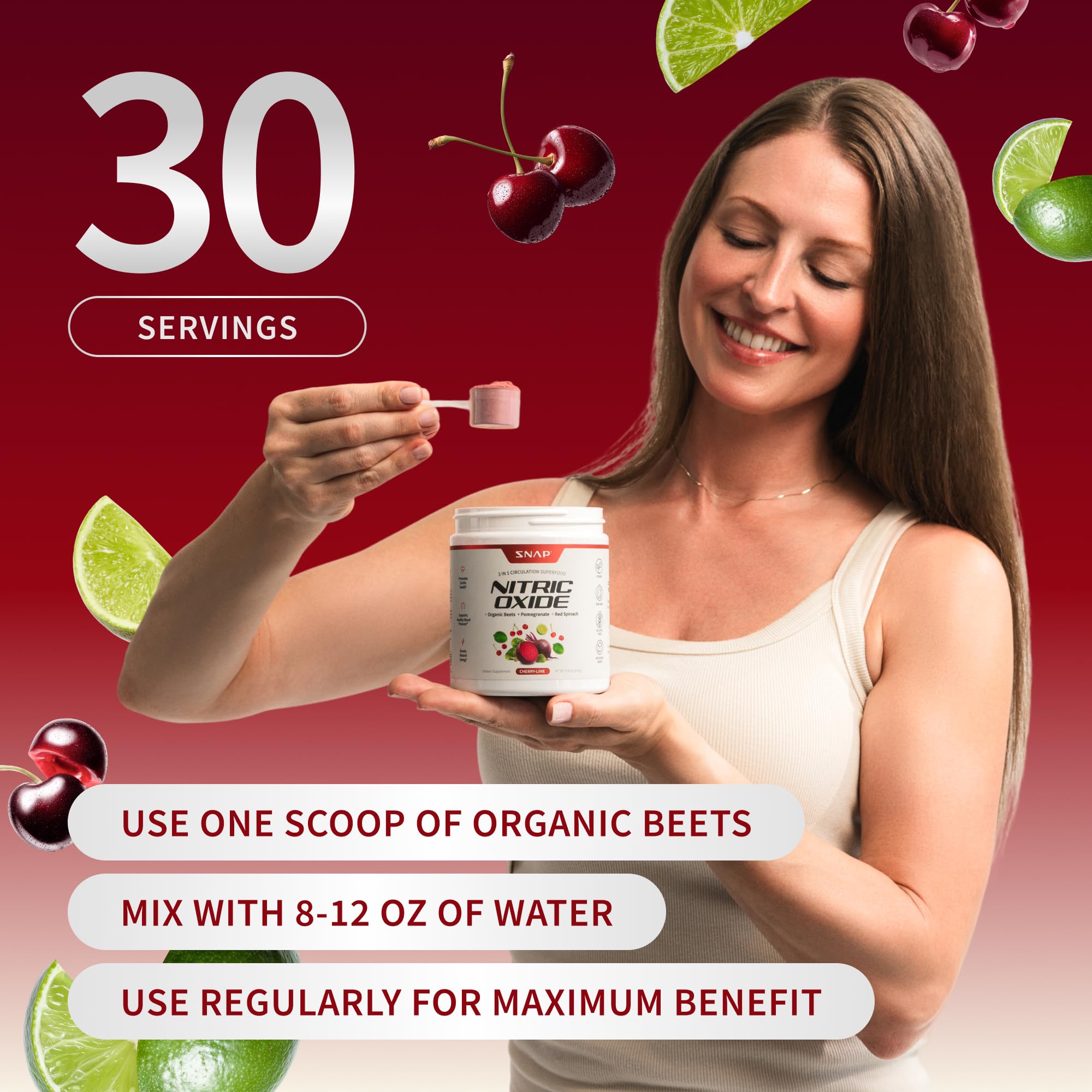 Close-up of Snap Supplements beet root powder texture with rich red hue
