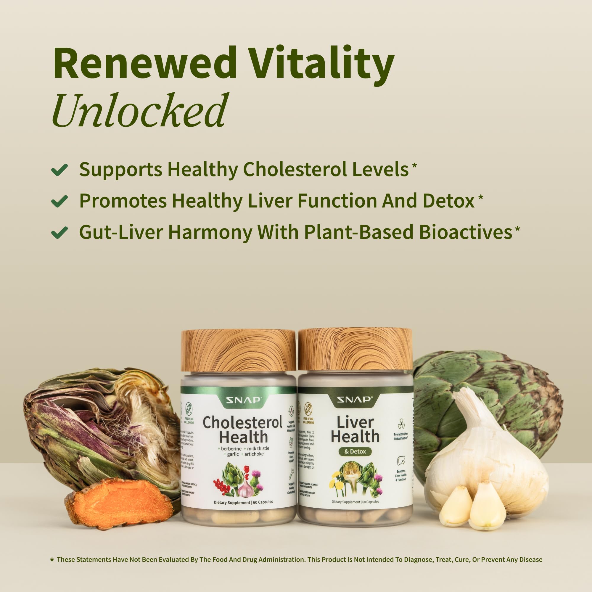 Snap Supplements bundle packaging back showing ingredients highlights for quality.