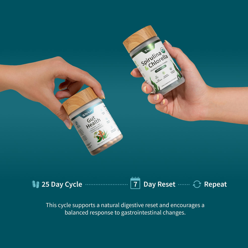 Snap Supplements Digestive enzyme blend demonstrates balanced digestion with meals