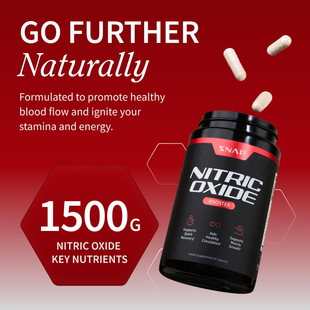 Snap Supplements Nitric Oxide Booster label highlighting ingredients