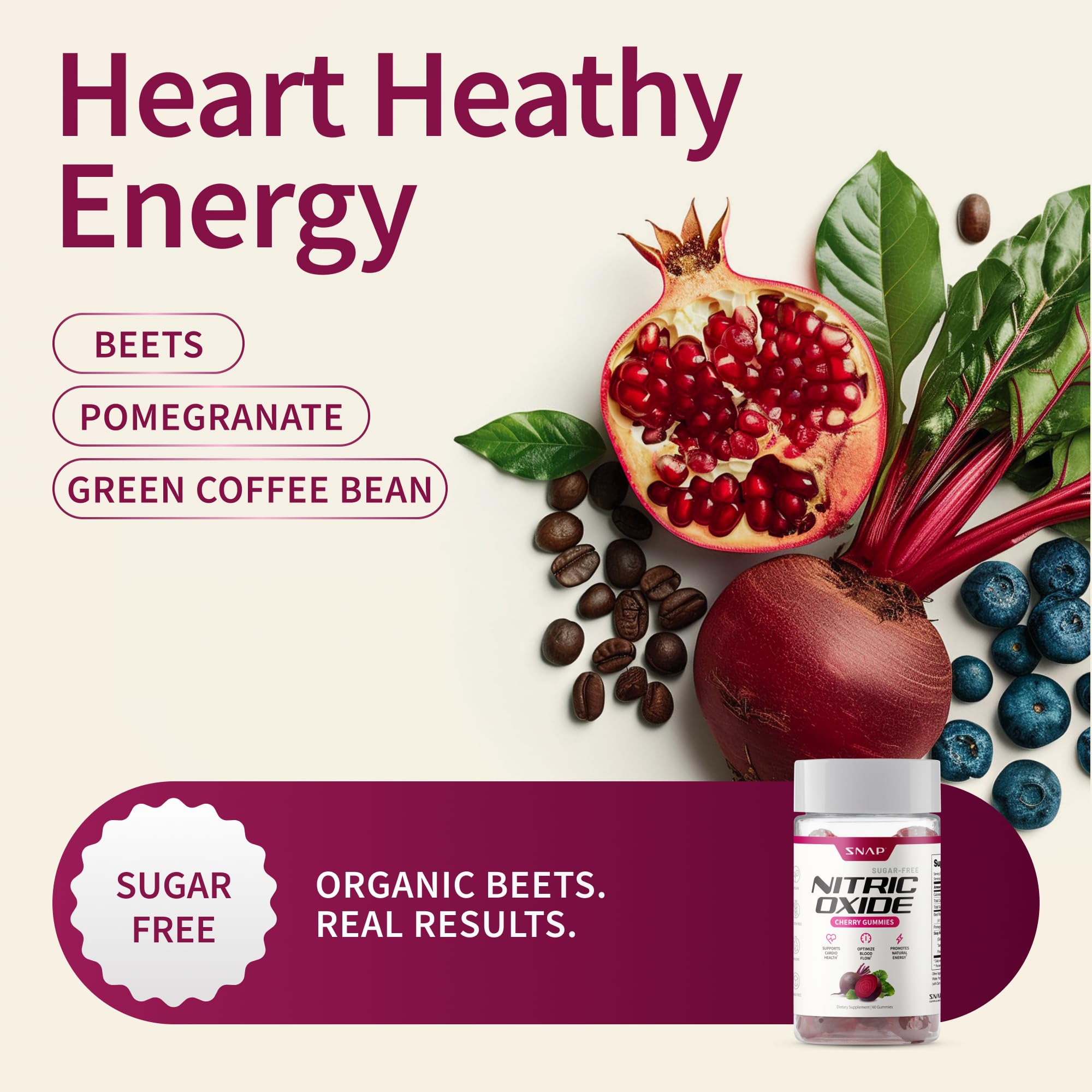 Open bottle of Snap Supplements Nitric Oxide Gummies demonstrates grab-and-go convenience for busy days.