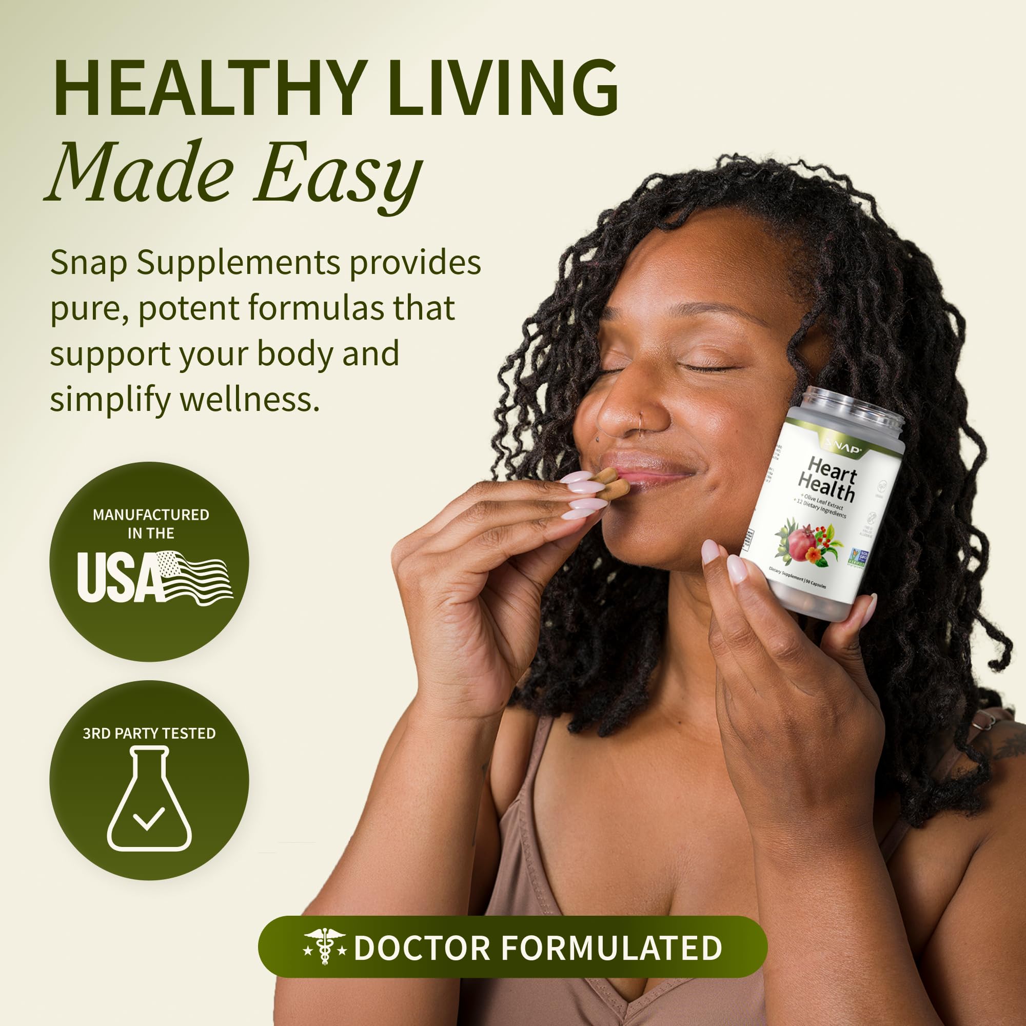 Olive leaf extract from Snap Supplements signaling antioxidant activity.