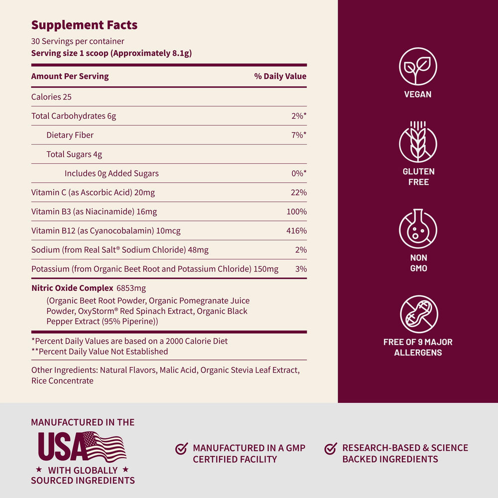 Snap Supplements organic beet root powder proudly displays USDA Organic seal on the label.