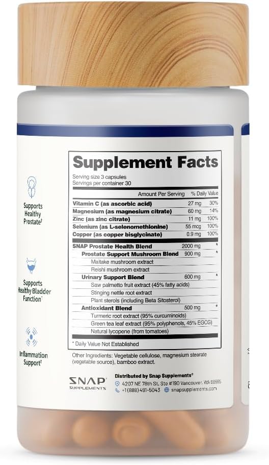 Snap Supplements Prostate Health made in USA in GMP facility