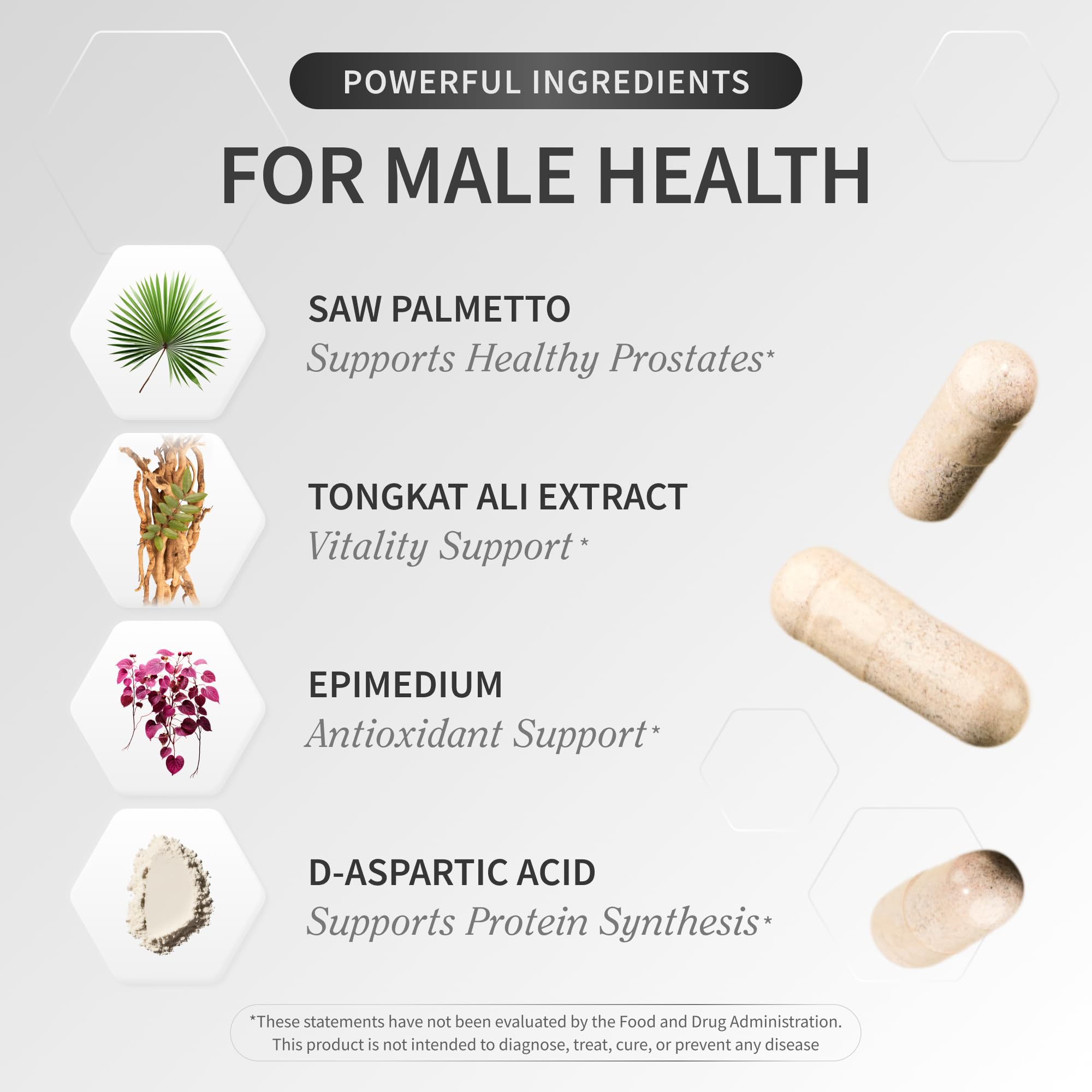 Snap Supplements Testosterone Booster label close-up shows D-aspartic acid and zinc.