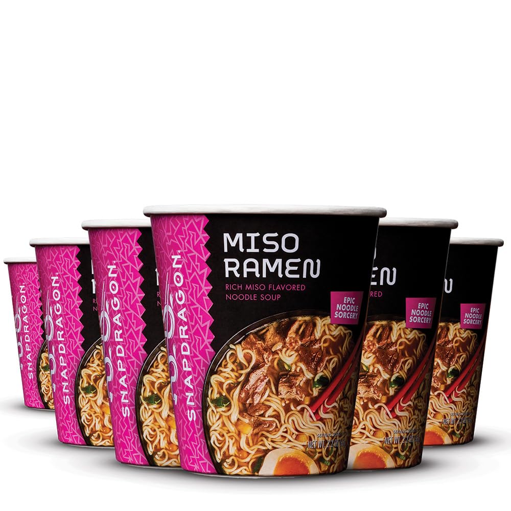 Snapdragon Miso Ramen Cup Noodles with authentic noodles, ready in minutes.