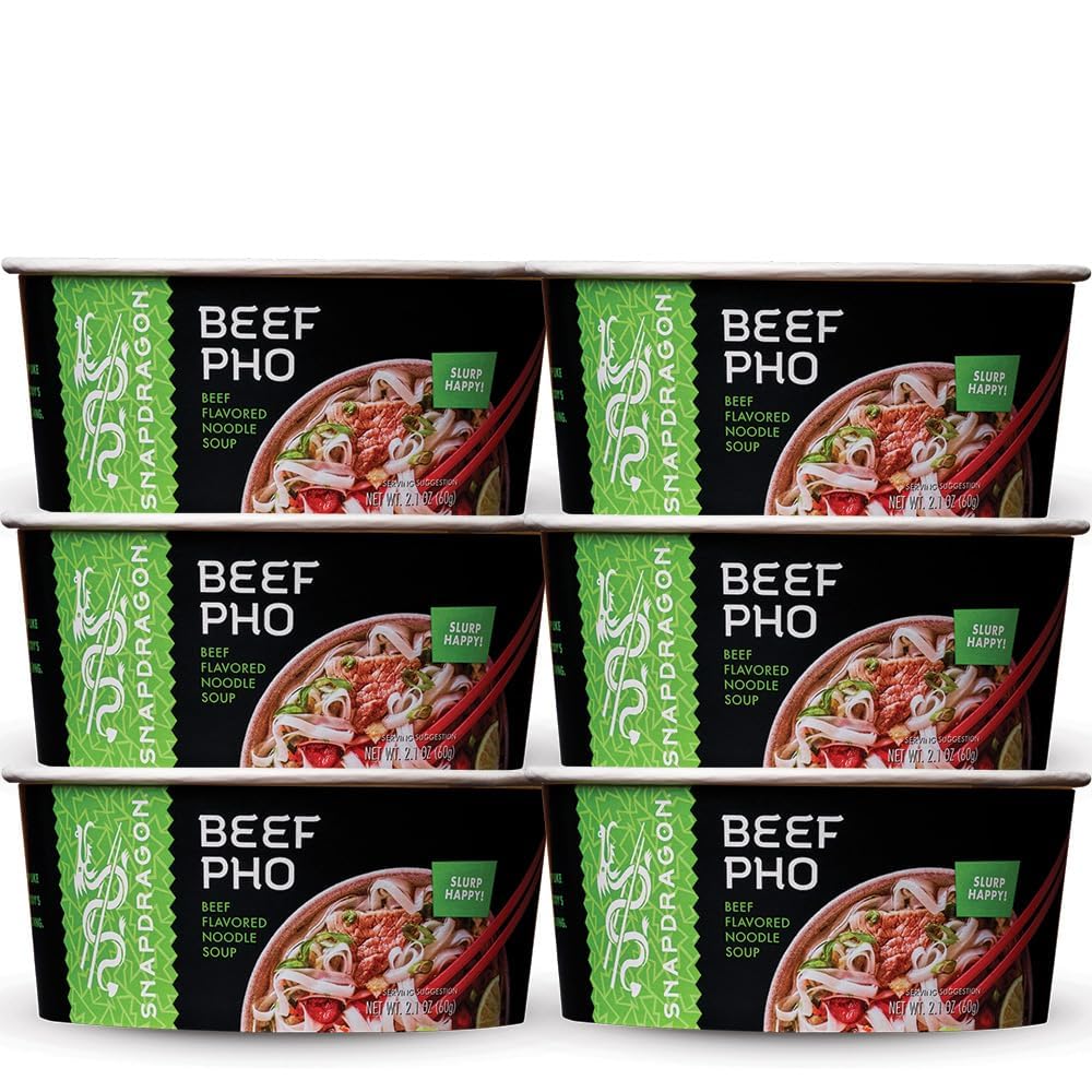 Snapdragon Pho Bowls box front in a six-pack for quick meals