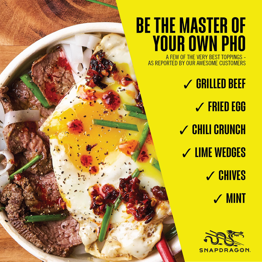 Snapdragon Pho Bowls toppings with herbs for extra flavor