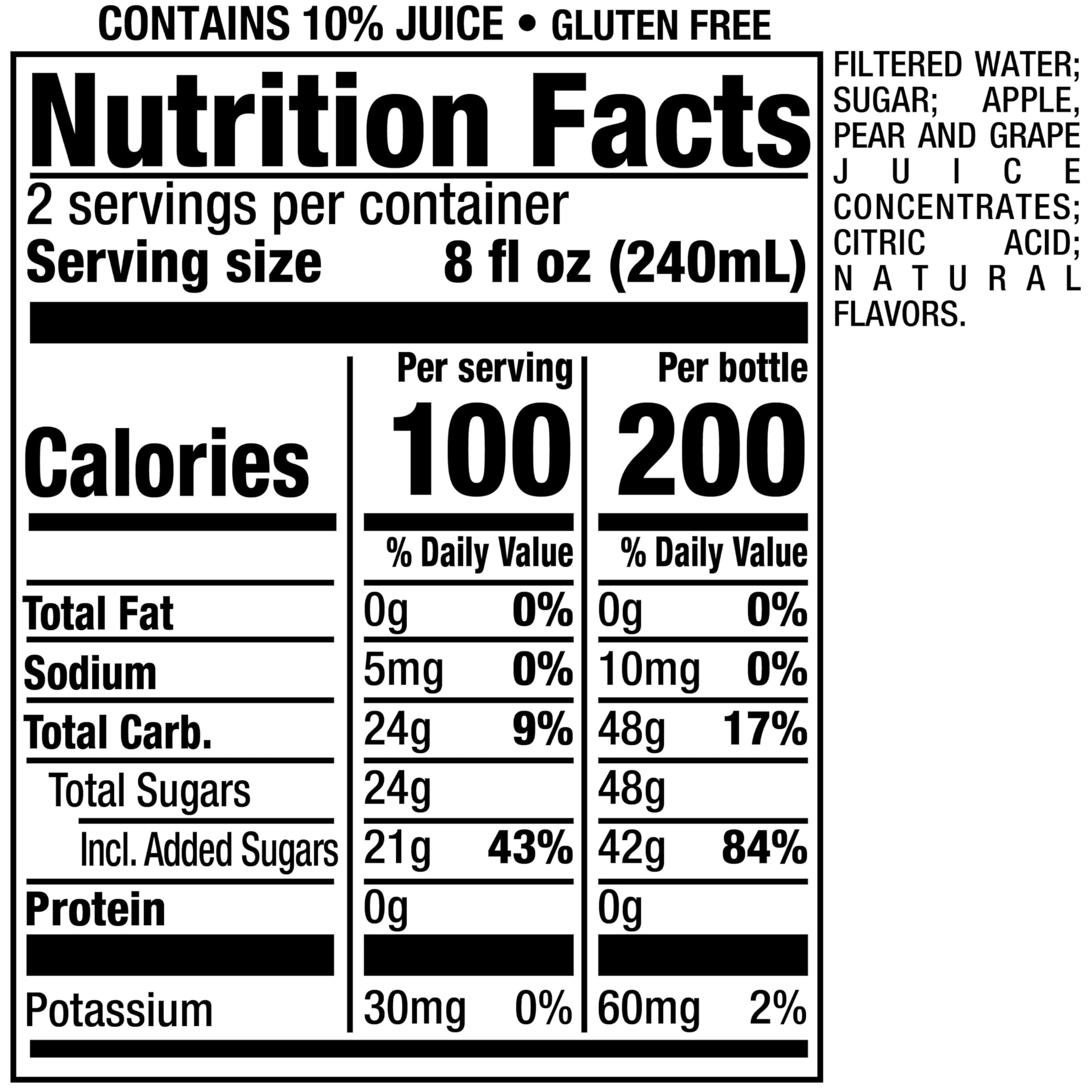 Close-up of Snapple Fruit Punch bottle label highlighting real juice content for everyday refreshment.