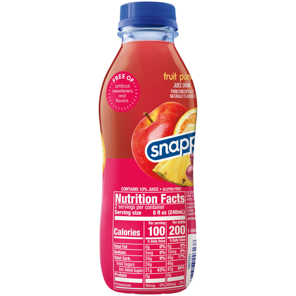 Snapple Fruit Punch bottle with friendly brand heritage note.