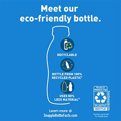 Snapple Lemon Tea label and recyclable bottle emphasizing eco-friendly packaging