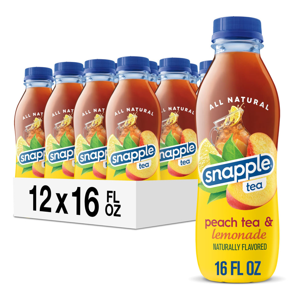 Snapple Peach Tea Lemonade bottle for midday refreshment.