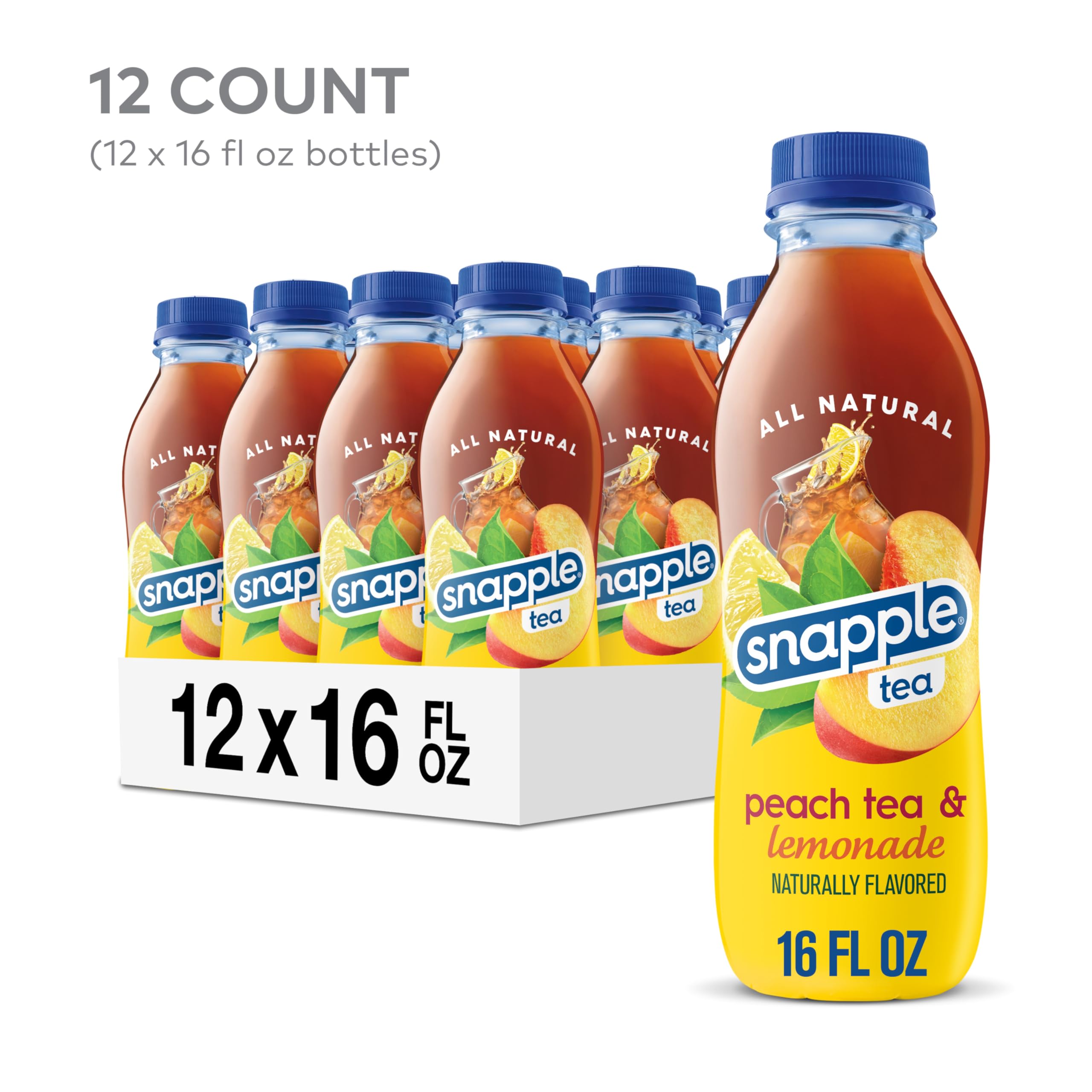 Snapple Peach Tea Lemonade glass with ice ideal for summertime thirst.