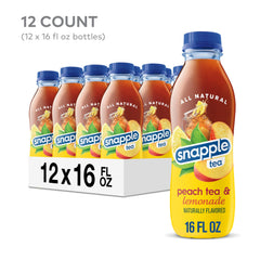 Snapple Peach Tea Lemonade glass with ice ideal for summertime thirst.