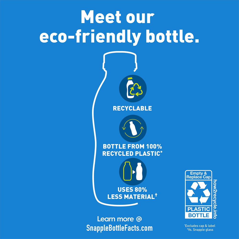 Snapple Peach Tea Lemonade packaging recycled, eco-friendly choice.