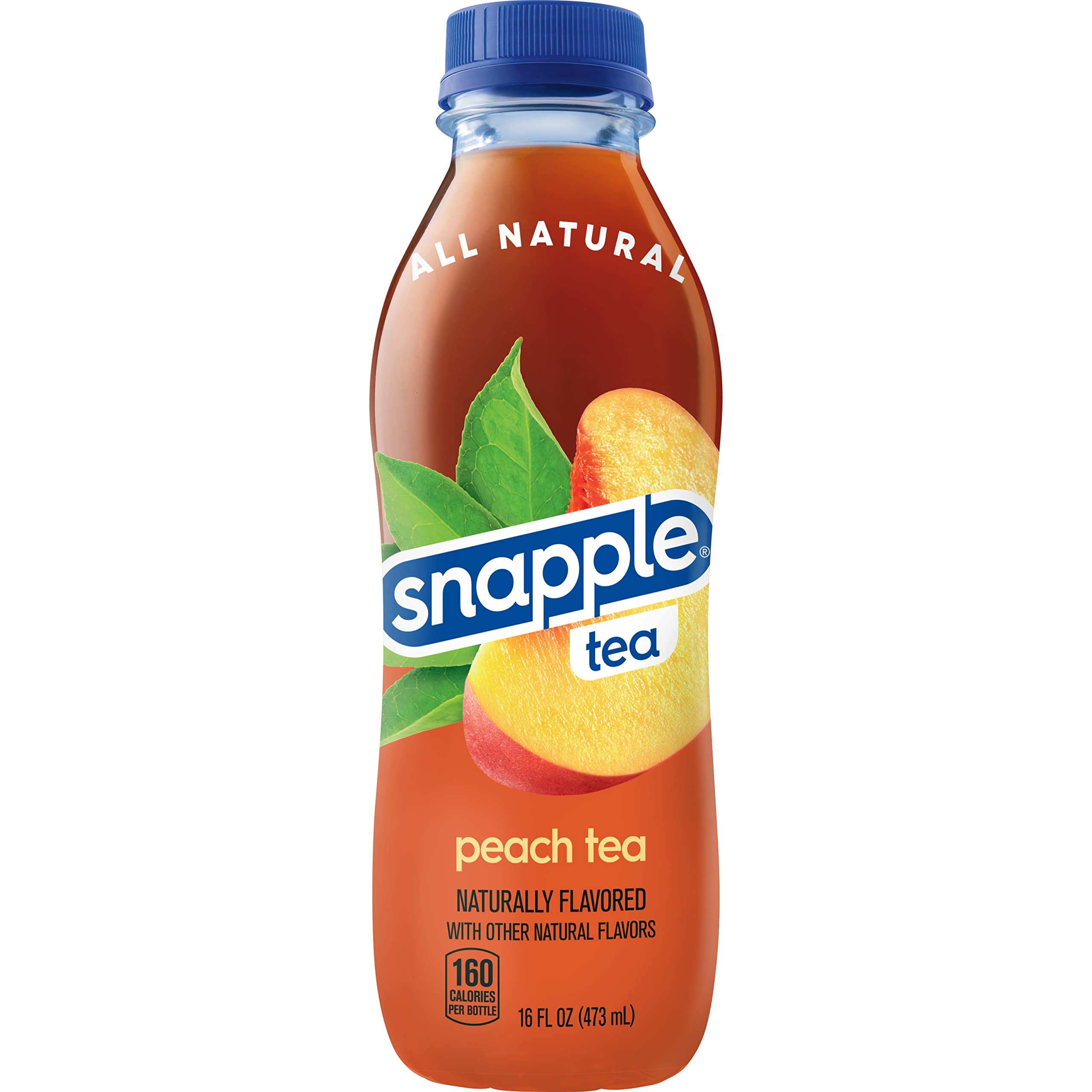 Pour shot of Snapple Peach Tea, smooth peach aroma and bright finish.