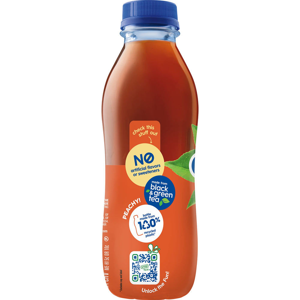 Close-up of the tea leaves blend in Snapple Peach Tea.