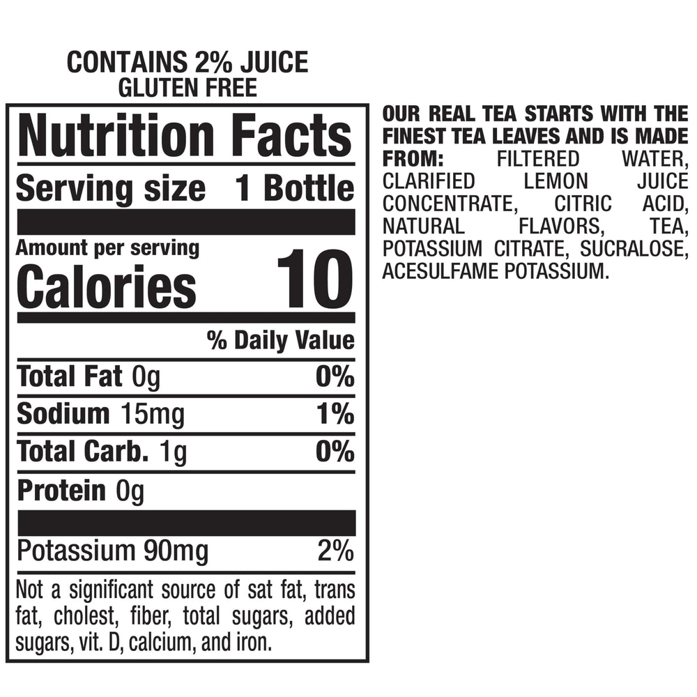 Close-up of Snapple label on Zero Sugar Half 'n Half Lemonade Iced Tea