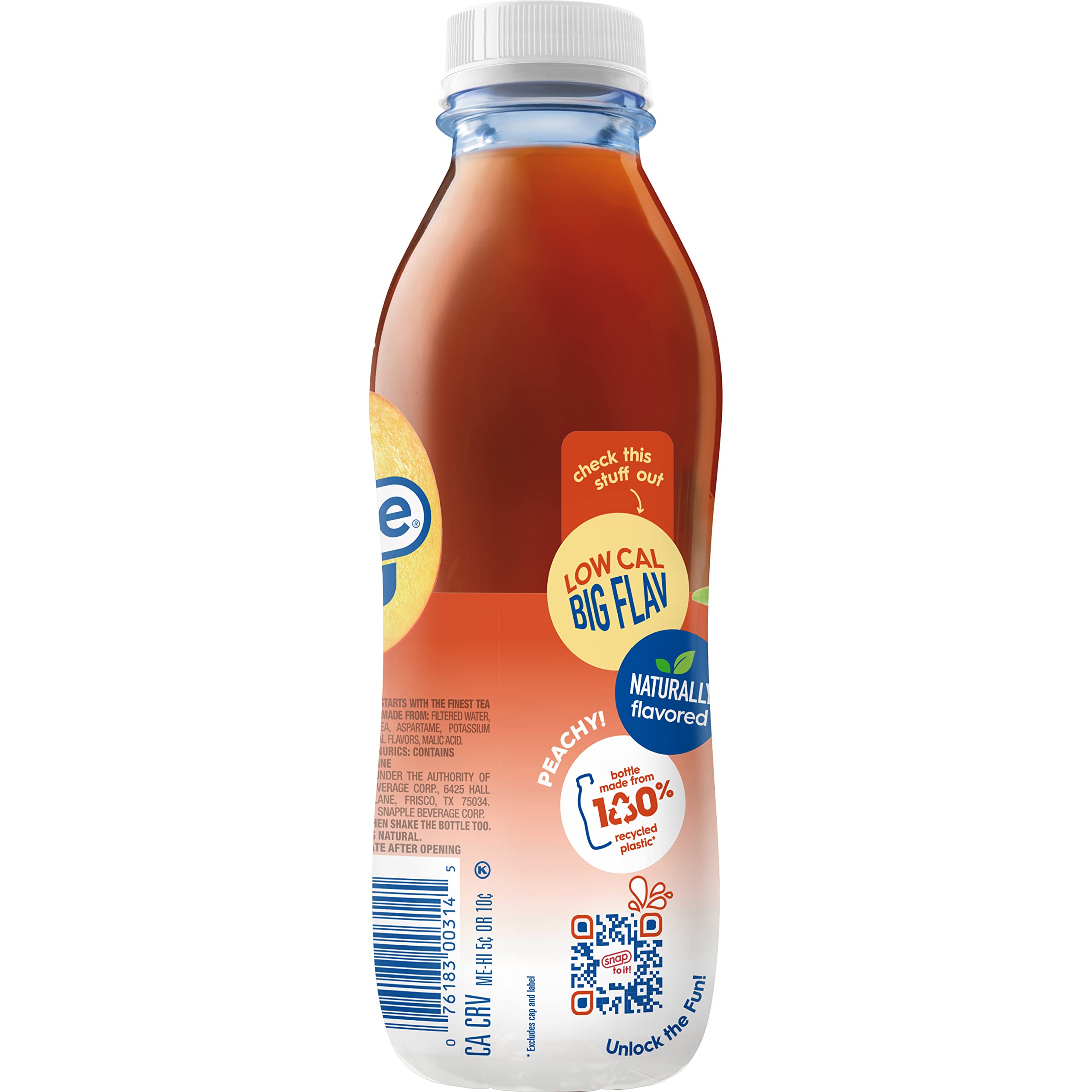 Snapple Zero Sugar Peach Tea multi-pack on display, convenient for on-the-go hydration.