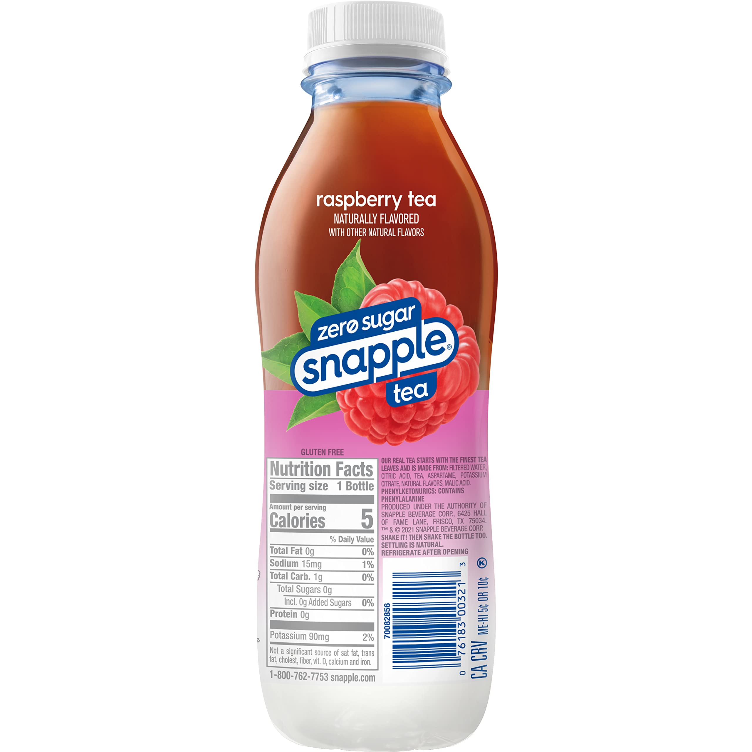 Snapple Zero Sugar cap-top view shows branding and reseal.