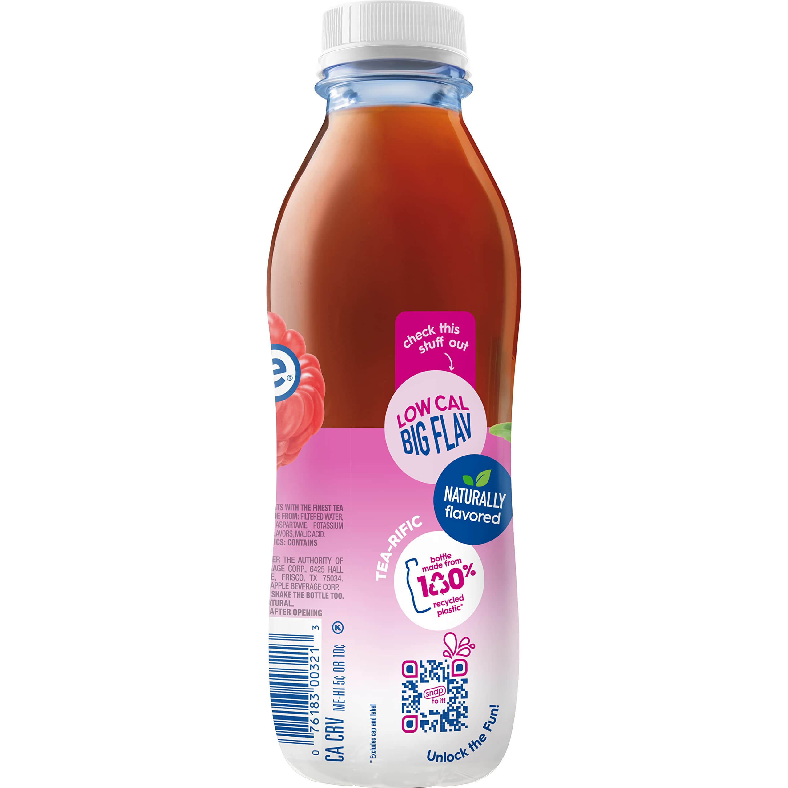 Snapple Raspberry Tea with tea leaves suggests quality ingredients.