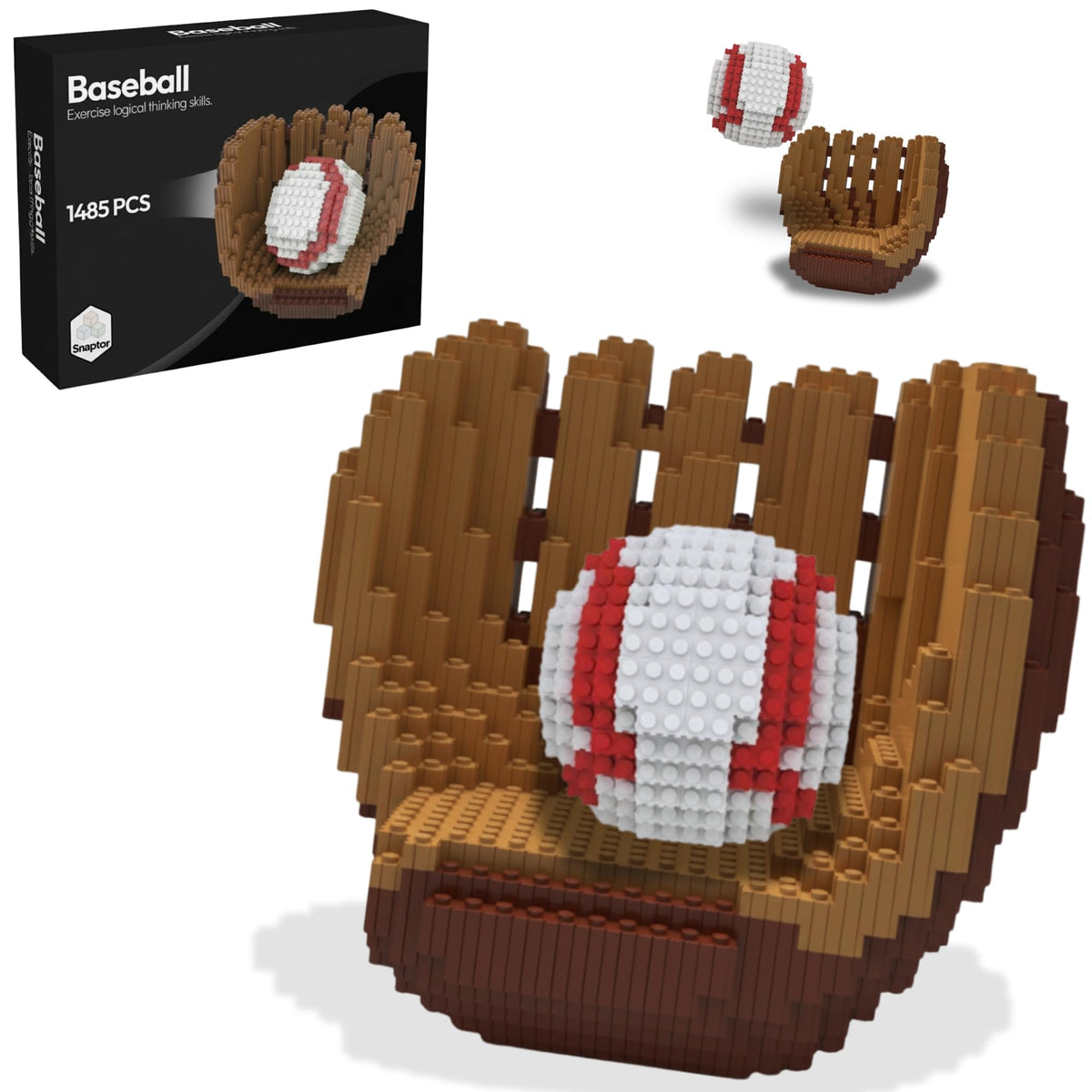 Snaptor baseball 3D building ball component for interactive model building and display