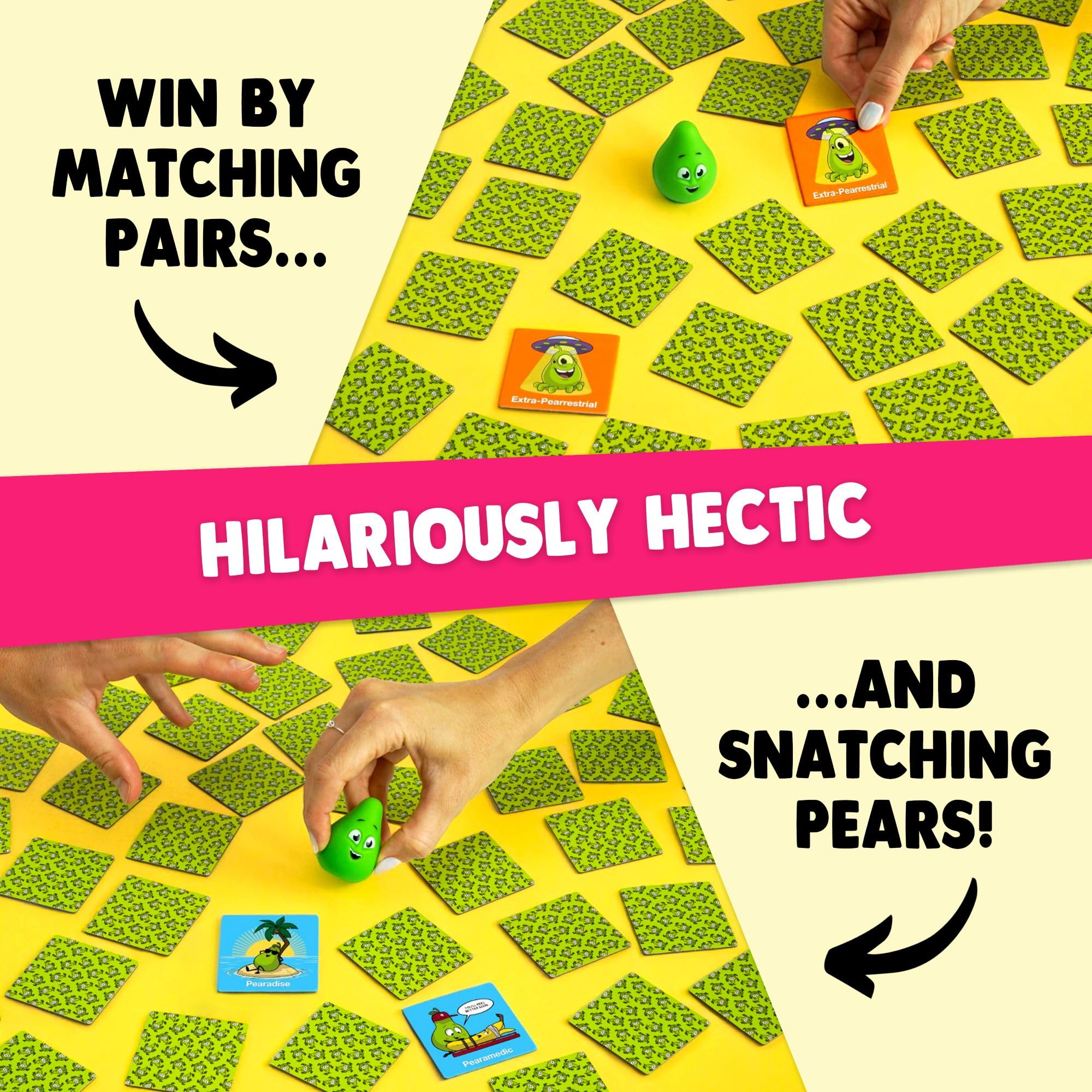 Snatching Pears players snatching action highlights quick reflexes during play.