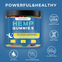SNEDARK Hemp Gummies Advanced label closeup—natural ingredients highlighted