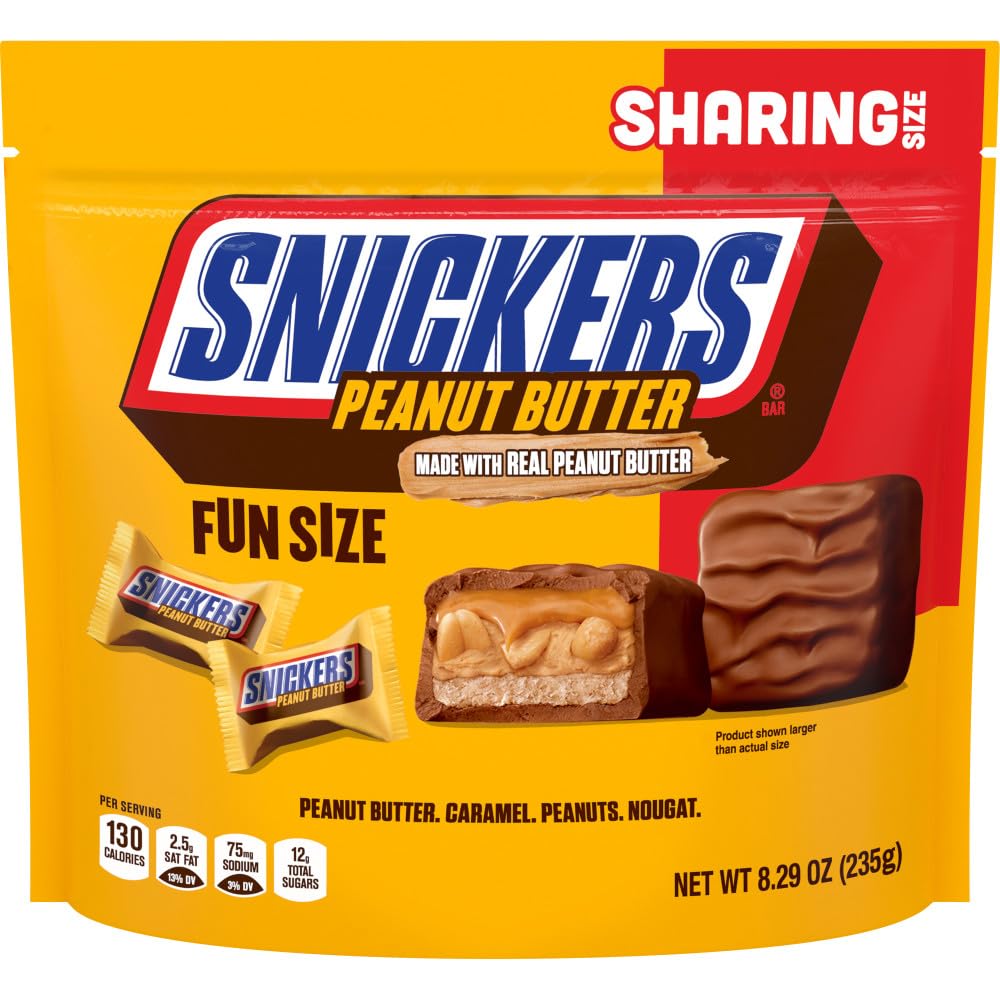 Snickers Fun Size bag front view for sharing moments.