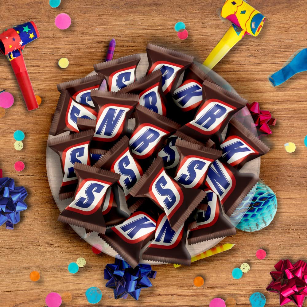 Assorted Snickers Minis arranged for a candy buffet.