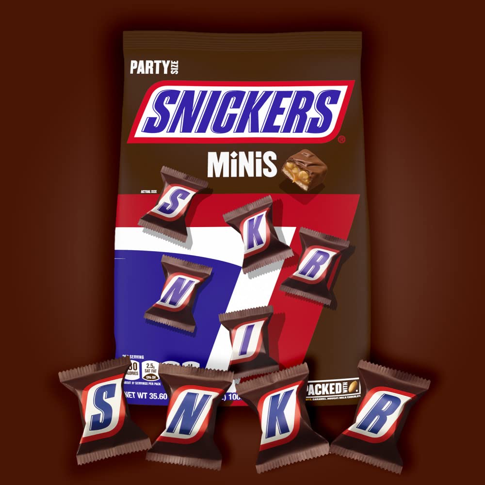 Individually wrapped Snickers Minis for pinata and on-the-go snacks.