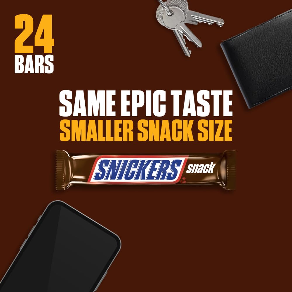 Snickers on-the-go snack in pocket-sized bag.