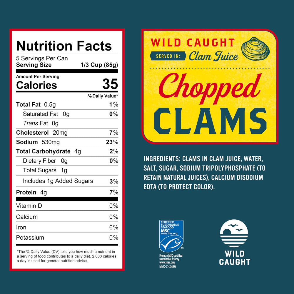 Snow's chopped clams in soup and stews elevate meals with hearty seafood bites.
