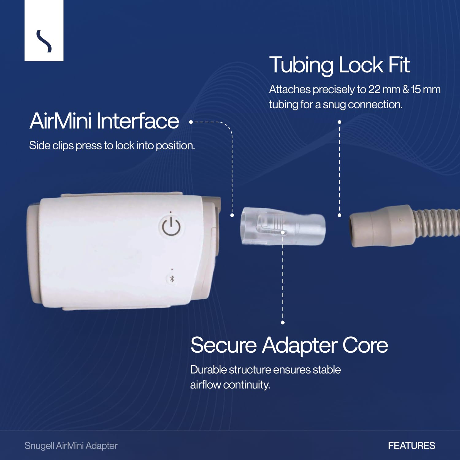 Snugell AirMini travel-friendly adapter ideal for on-the-go CPAP use.