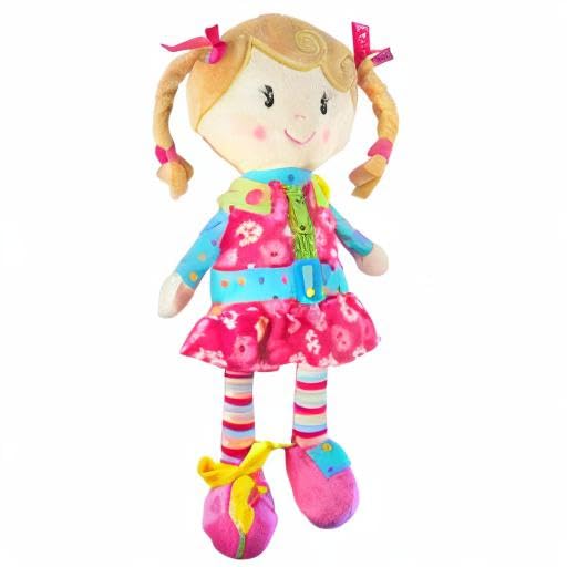 Easy-clean polyester plush that withstands busy dress-up play with Sugar Snap.