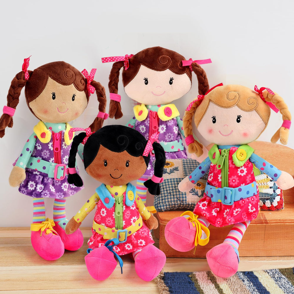 Rainbow outfit on Sugar Snap makes dressing time lively and colorful.