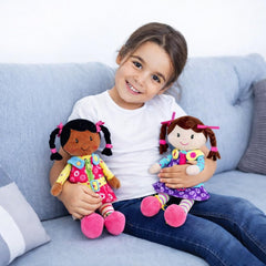 Soft plush Sugar Snap helps with Velcro shoe fastening and coordination.