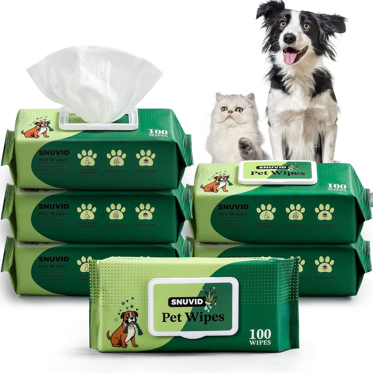 Snuvid dog wipes packaging front showing unscented formula for sensitive pets