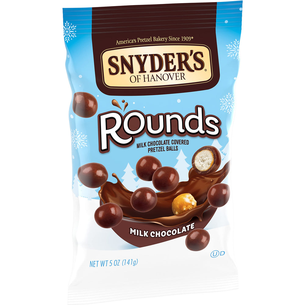 Chocolate-coated pretzel detail showing glossy milk chocolate coating