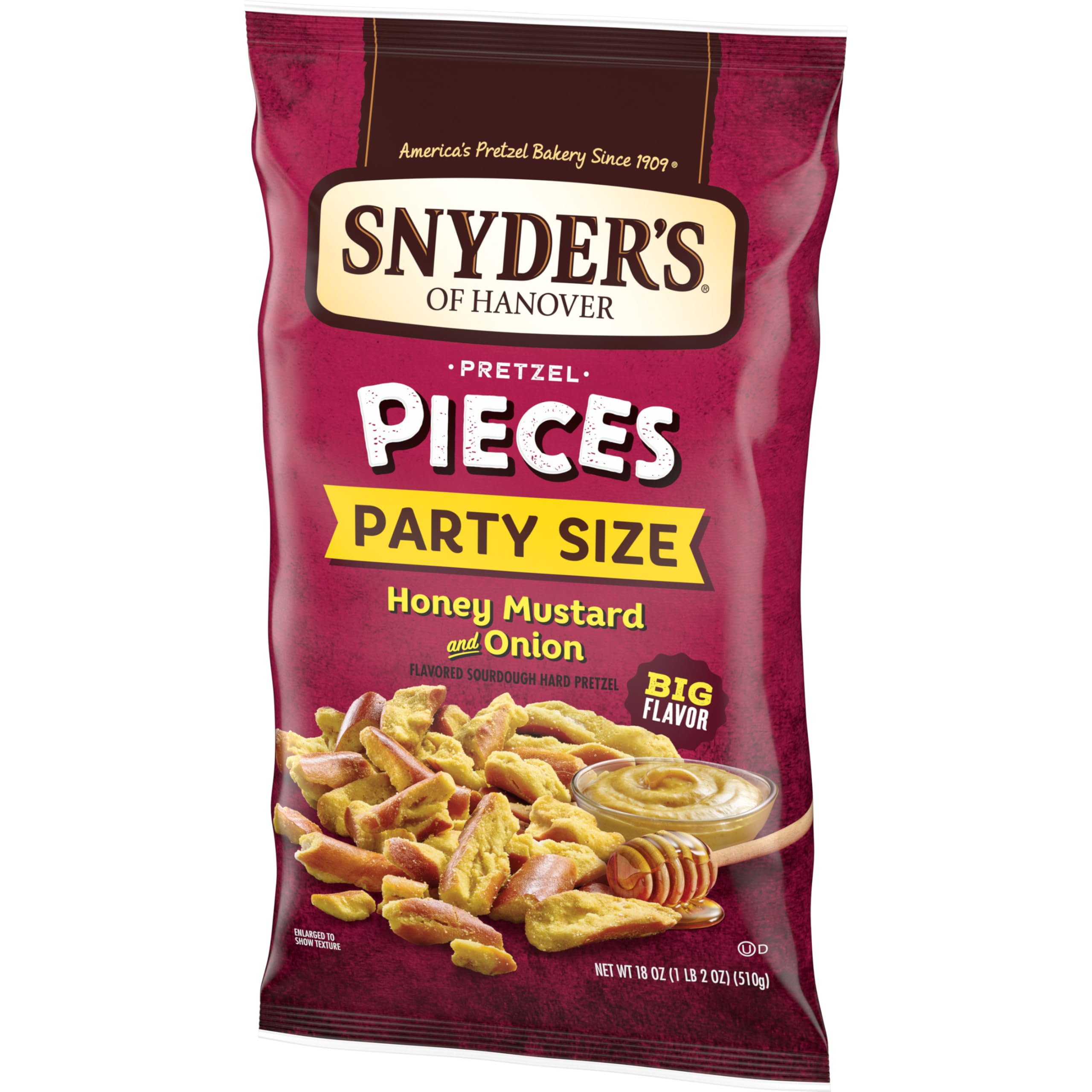 Party-size 18-ounce bag on a table, perfect for gatherings.