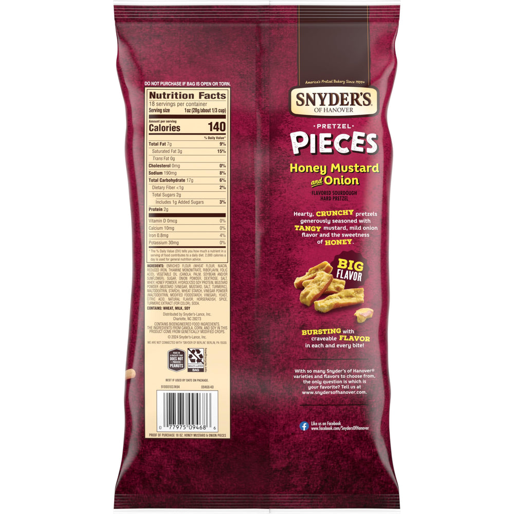 Label highlights peanut-free facility for allergy-conscious snacking by Snyder's of Hanover.