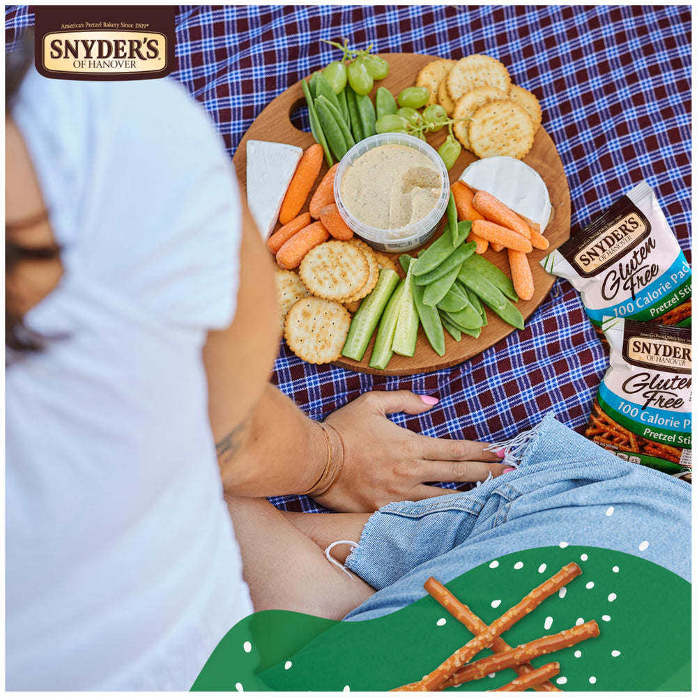 Snyder's gluten-free pretzel sticks offer 100 calories per pack for portion control.