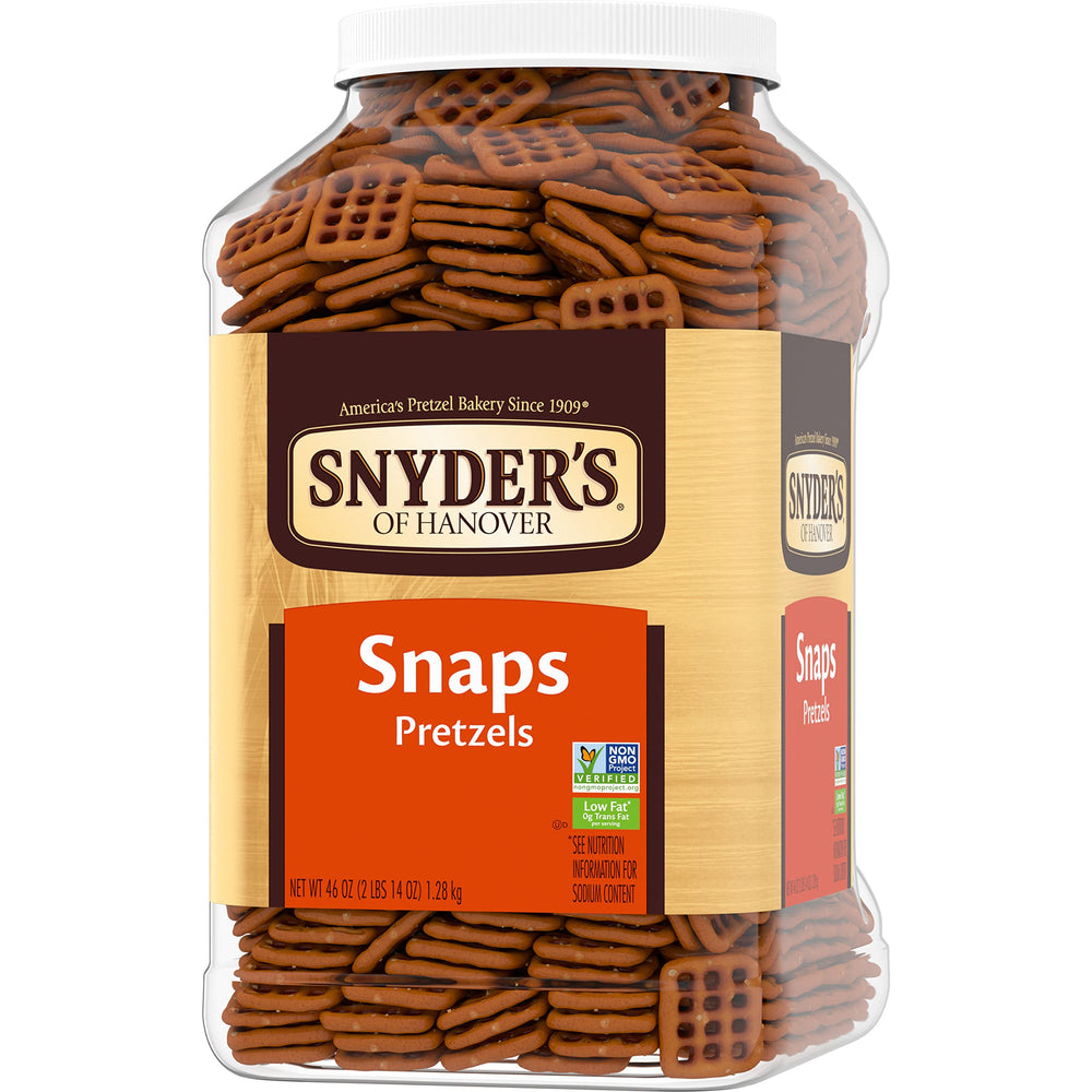 Snyder's 46 oz bulk canister packaging for easy stocking.