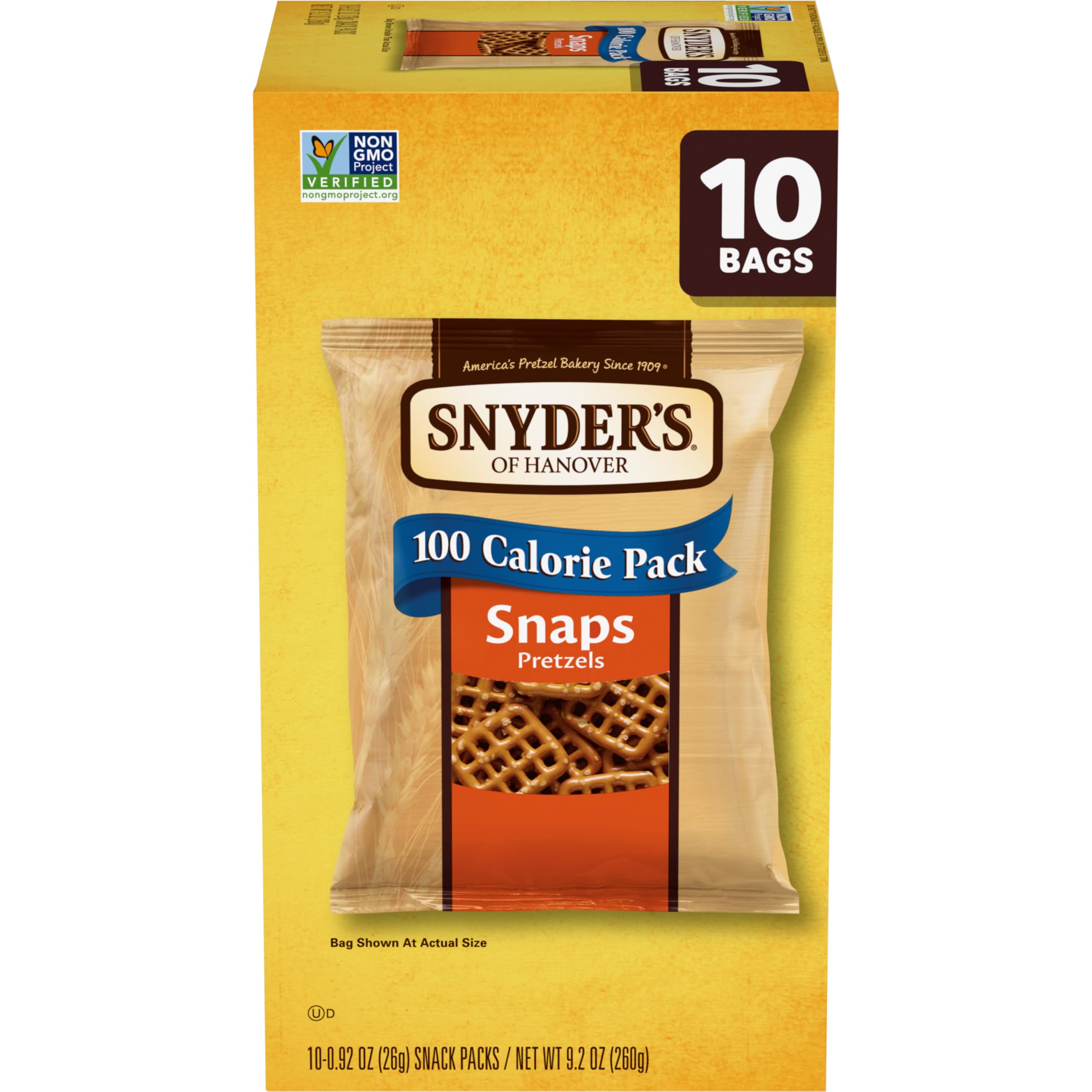 Snyder's of Hanover Snaps 10-pack box for on-the-go crunch.