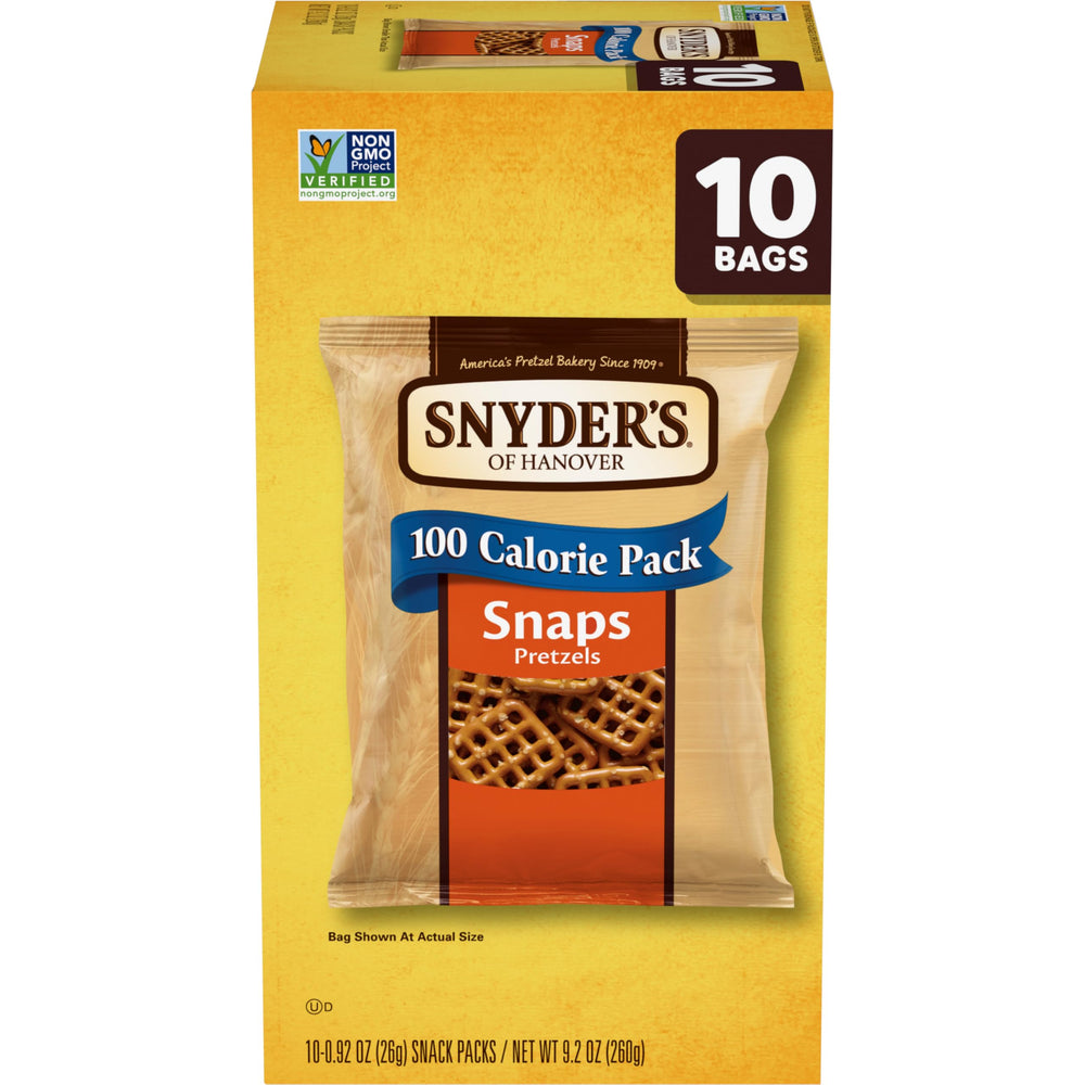 Snyder's of Hanover Snaps 10-pack box for on-the-go crunch.