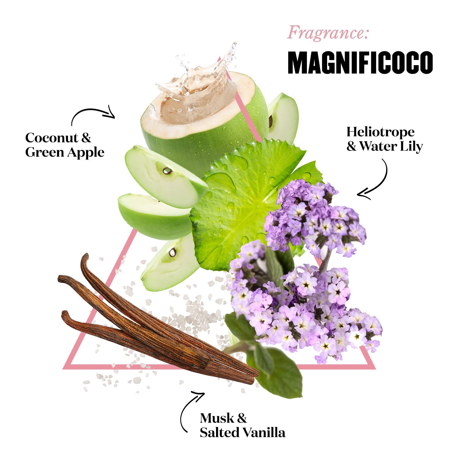 Soap & Glory Magnifi-Coco almond-oil scene illustrating skin-softening benefits