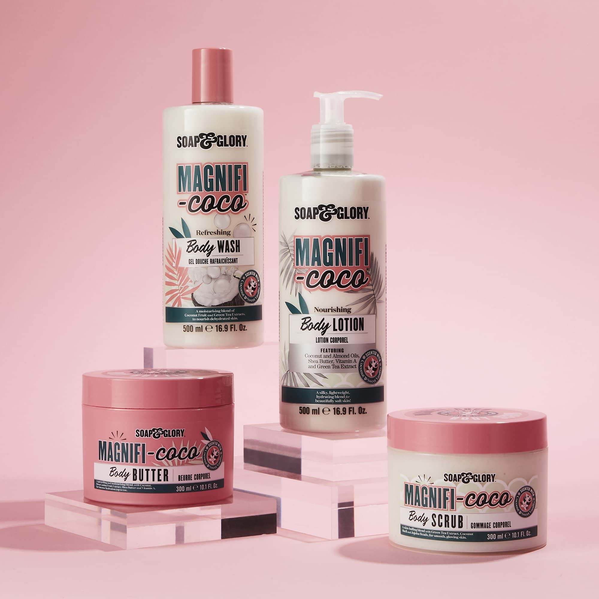 Soap & Glory Magnifi-Coco coconut-fragrance visuals signaling refreshing, lingering scent