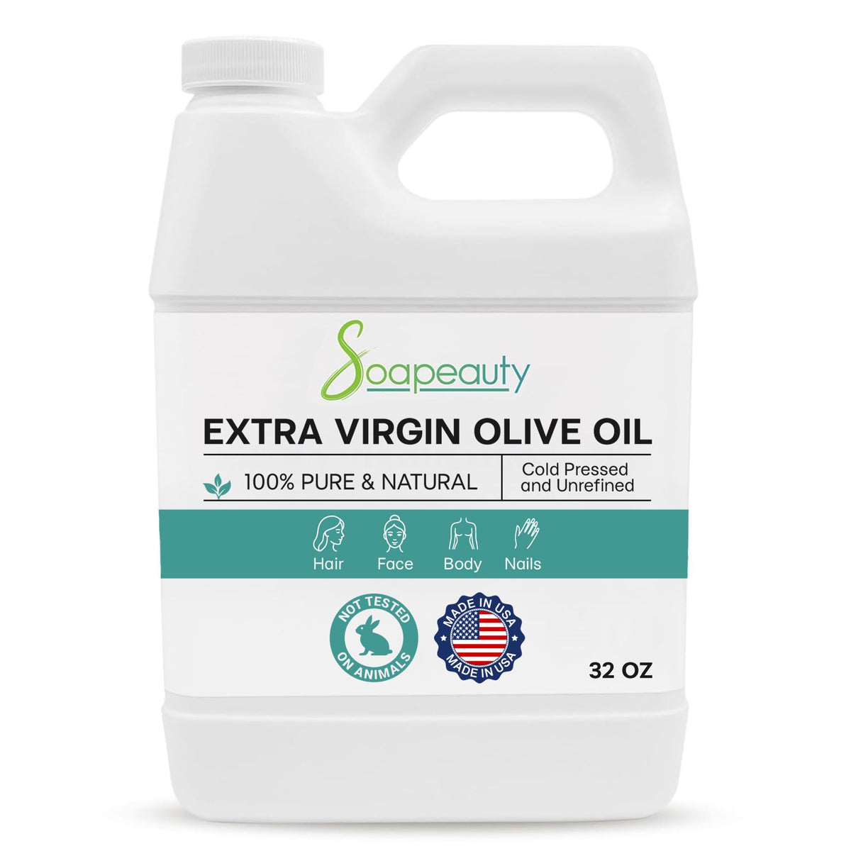Soapeauty Extra Virgin Olive Oil bottle for skin and hair care.