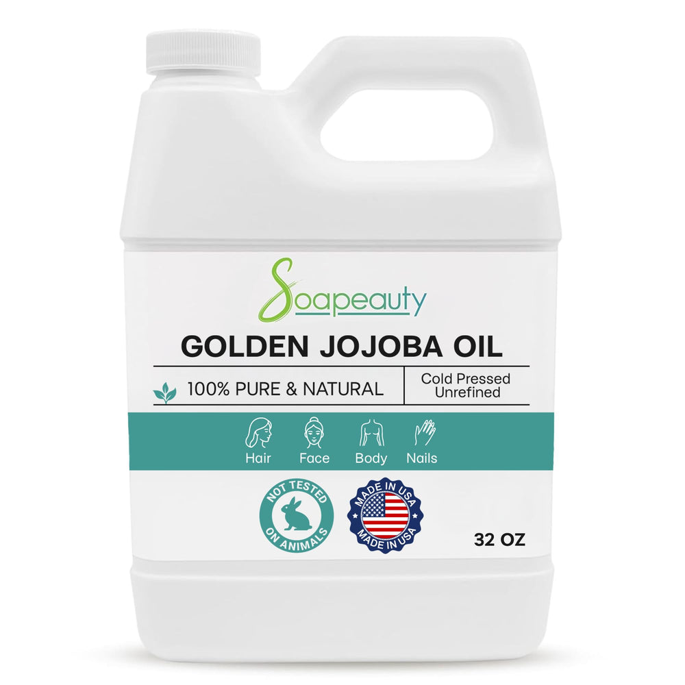 Soapeauty Golden Jojoba Oil bottle showing pure oil and golden color for daily skin care